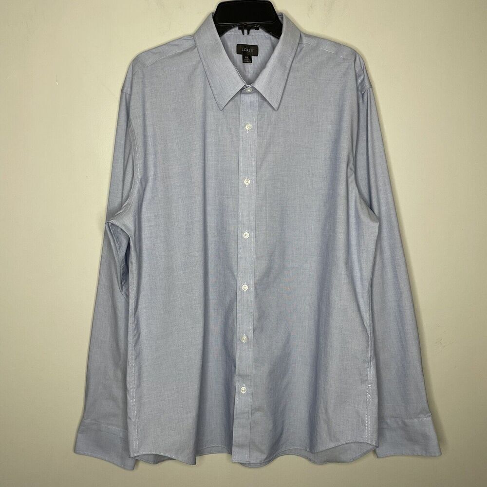 J.CREW Dress Shirt Mens XL Slim Blue Point Collar Button Up Cotton Stretch BM422